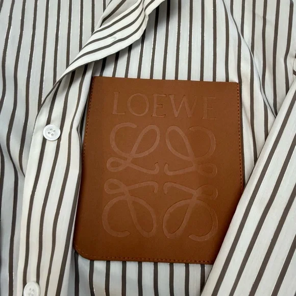 Loewe Brown and White Striped Button Down Shirt - Picture 2 of 6